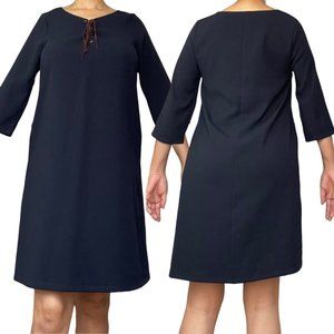 Fab’rik Womens Dress Medium M Navy Blue Tunic Knee Length